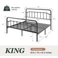thumbnail image 3 of Amolife King Size Bed Frame, Metal Platform Bed with Vintage Headboard&Footboard, No Box Spring Required, Easy Assembly, Black, 3 of 7
