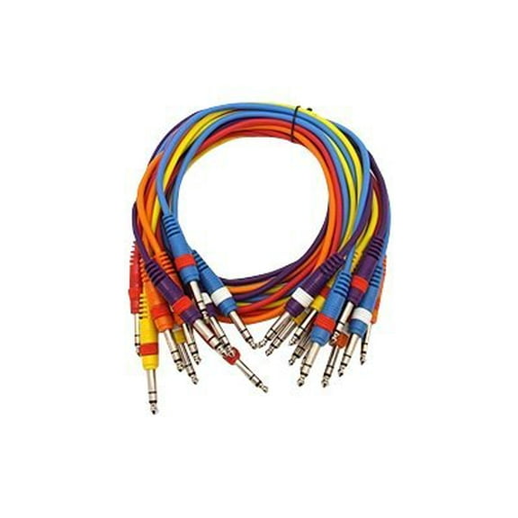 Seismic Audio 10 PACK 18" TRS 1/4" Colored Patch Cables - SASPC1.5n