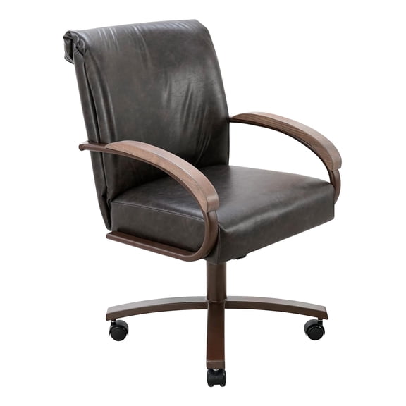 Chromcraft Set of 1 Rolling Chairs, PU Leather Chairs Rolling Chairs on Wheels for Kitchen(Ivanhoe NPL Bison)
