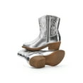 thumbnail image 5 of PatPat Girls Sliver Cowboy Boots Size 12, Mid Calf Platform Horse Riding Shoes Embroidered Pointed Toe Cowboy Boots with Side Zipper, 5 of 7