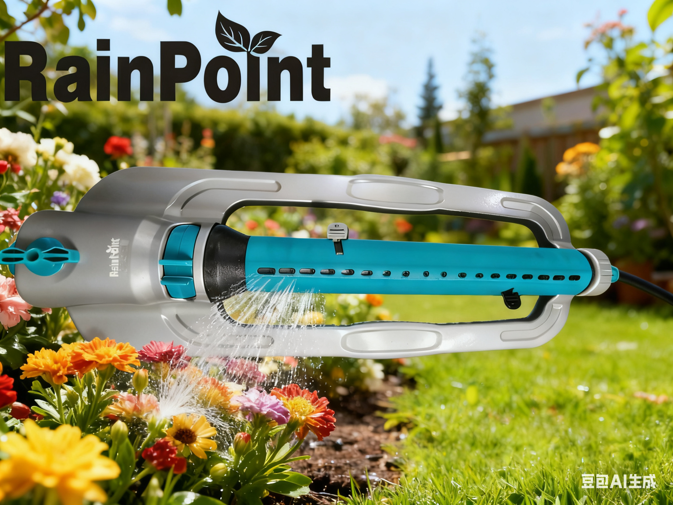 RainPoint Oscillating Garden Sprinkler with Portable Handle - Adjustable Coverage Lawn Irrigation Tool for Yard, Garden & Outdoor Watering