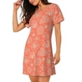 thumbnail image 2 of Balery The Marine Theme With Beautiful Corals Camisón de manga corta con cuello redondo para mujer, cómodo y elegante., 2 of 6