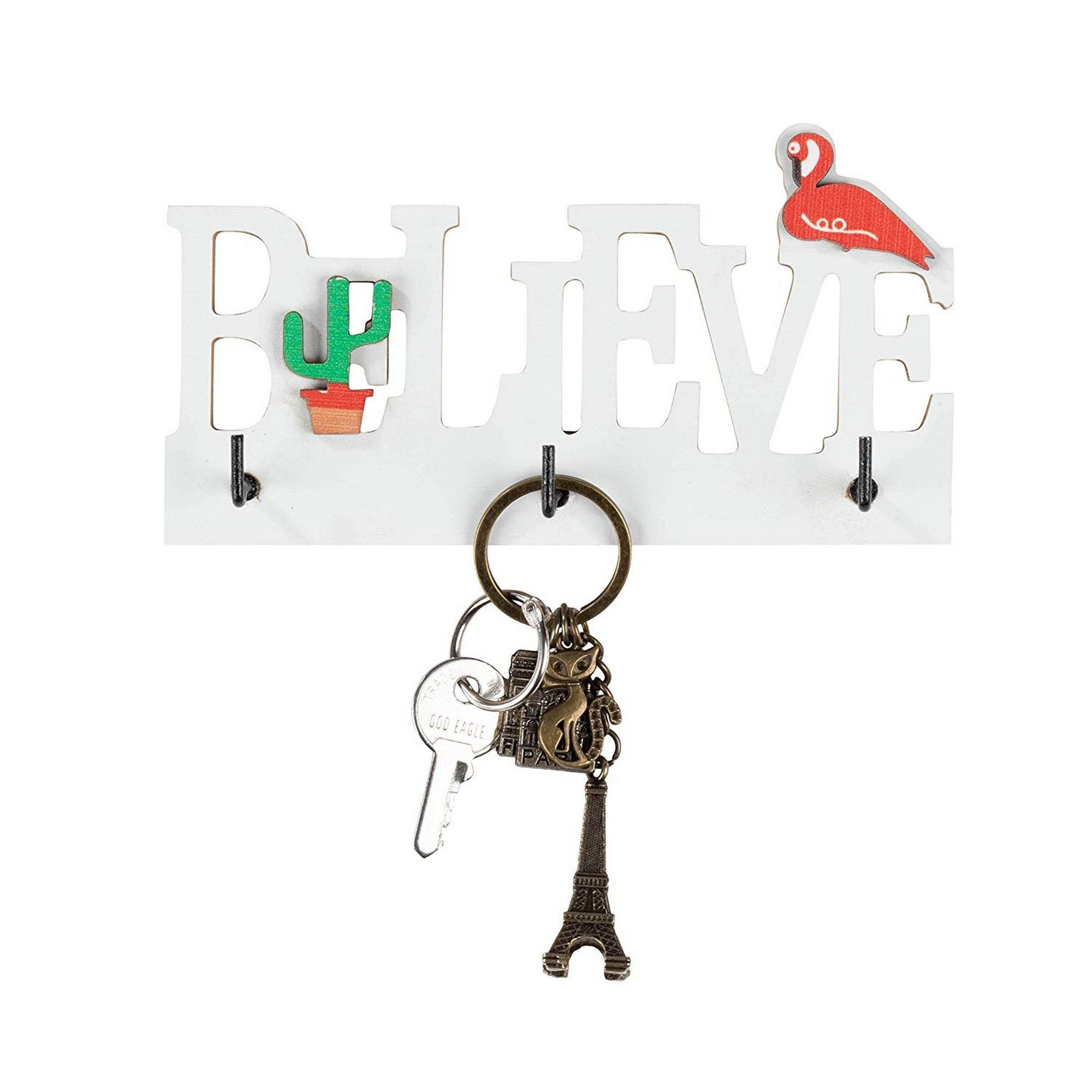 Key Holder For Wall 2 Count Believe Wall Mounted Key Hook Wooden Key Hanger Rack 5 875 X 1 X 3 125 Inches Walmart Canada