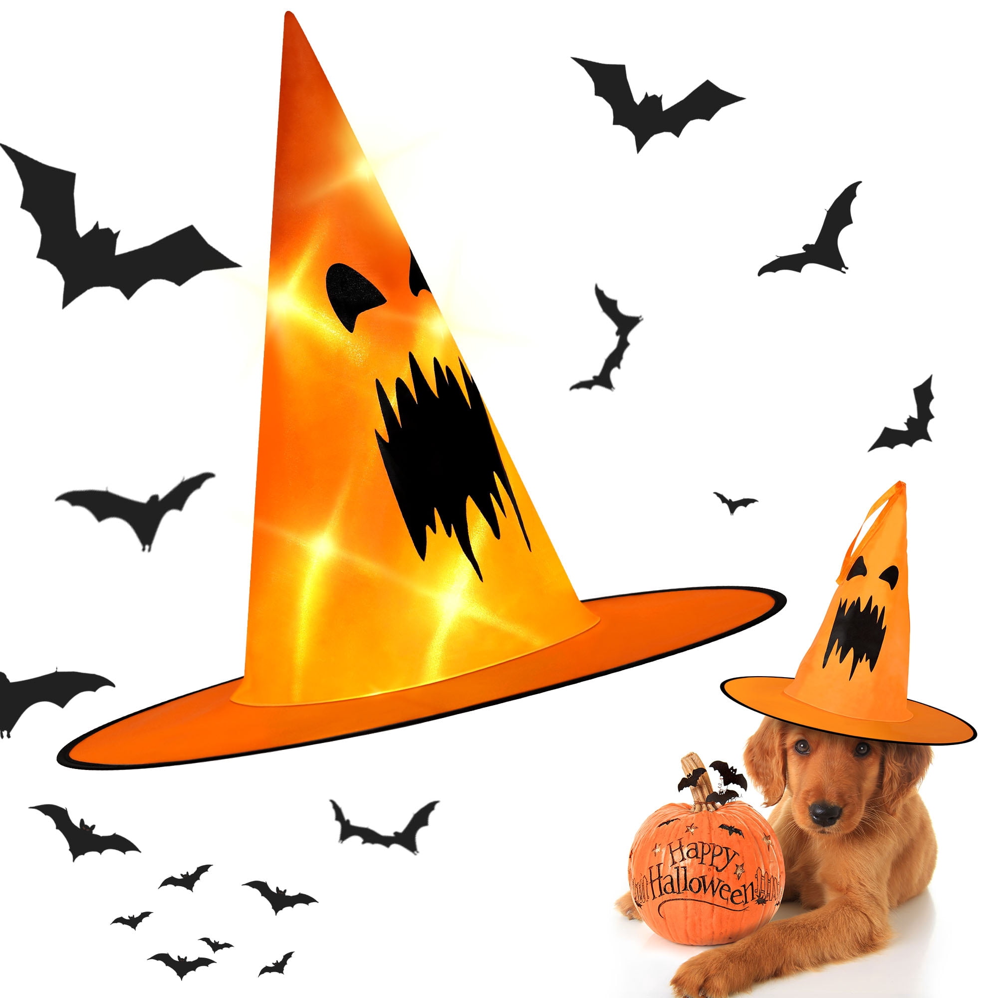 8 Halloween Hanging Light-Emitting Witch Hat Decorative Lights, Operated