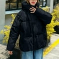 thumbnail image 4 of Xdegoge Cropped Jacket Women Heavy Winter Coats Hooded Warm Padded Down Coat Zip Up Long Sleeve Snap Button Deawstring Quilted Puffer Jackets with Pockets Outerwear, 4 of 6