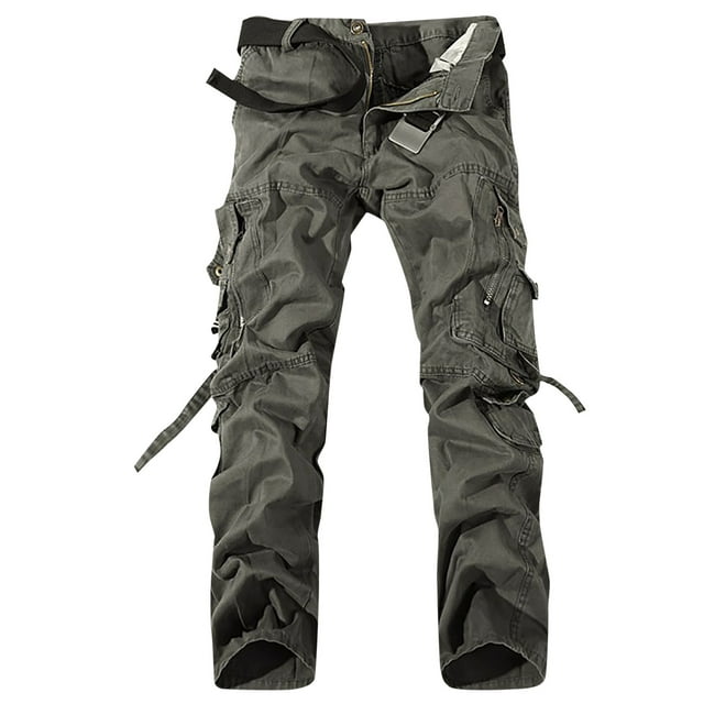 WEAIXIMIUNG Casual Pants Men Big and Tall Male Cargo Pants Solid Color Pocket Tether Stretch Solid Color Snow Pants