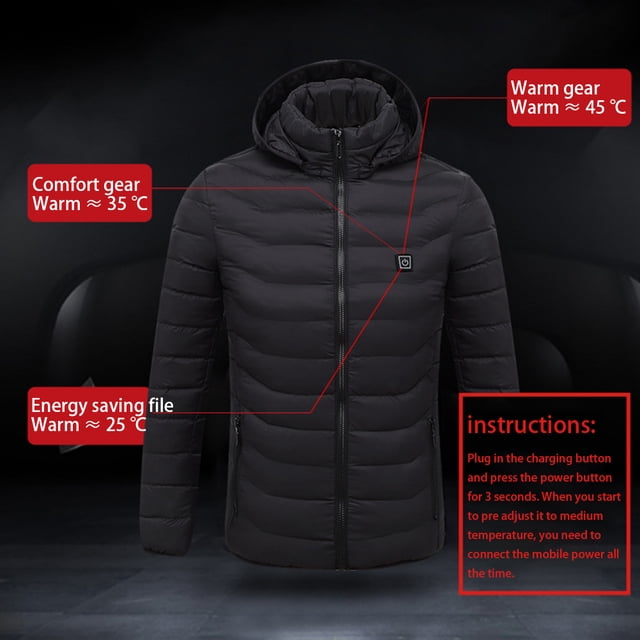 Chaqueta Térmica De 8 Zonas Chaqueta Con Capucha Eléctrica USB Chaqueta De Abrigo De Invierno ANGGREK Otros Deportes