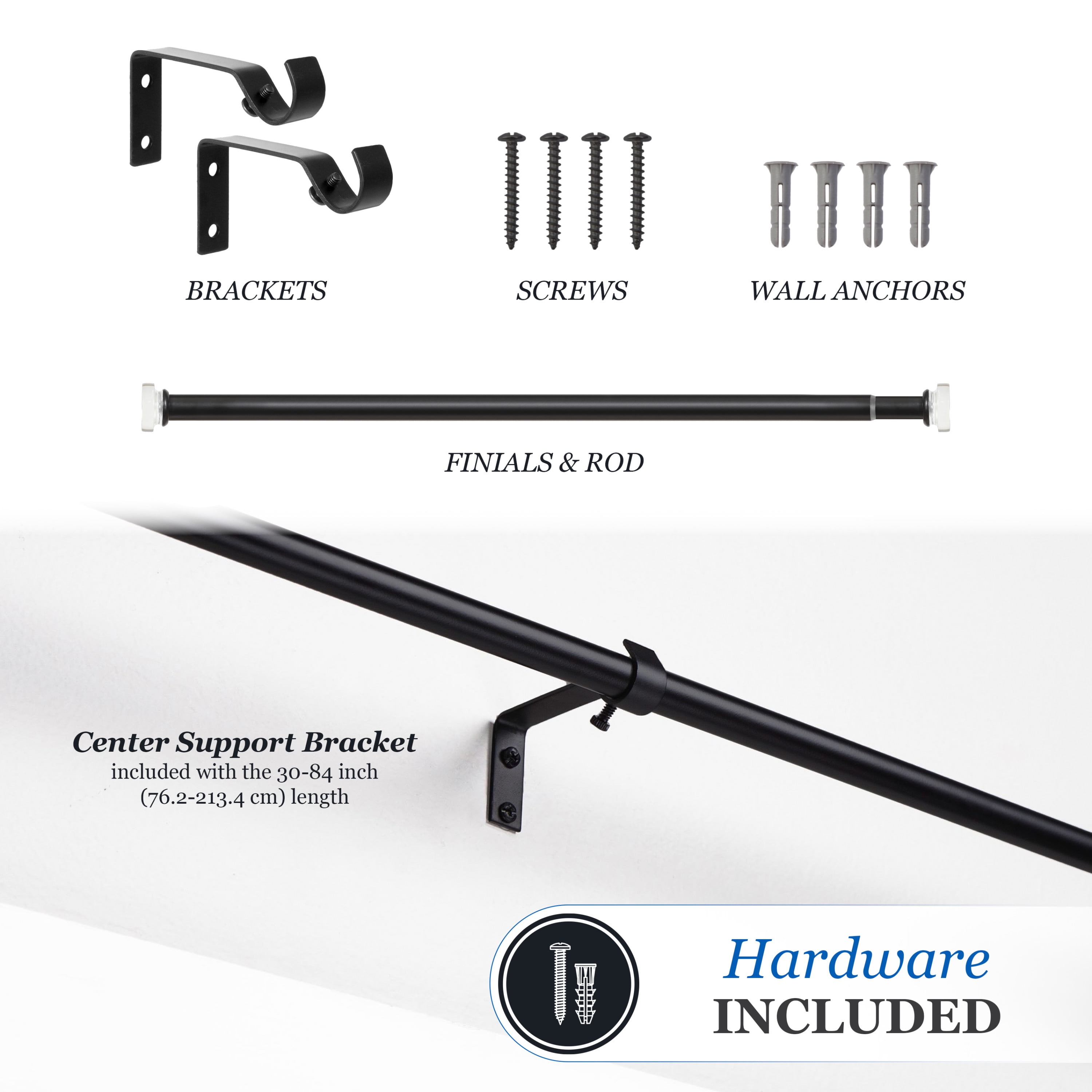 Mainstays 30-84 in. Irvine Adjustable Decorative Window Curtain Rod, 3/4 in. Diameter