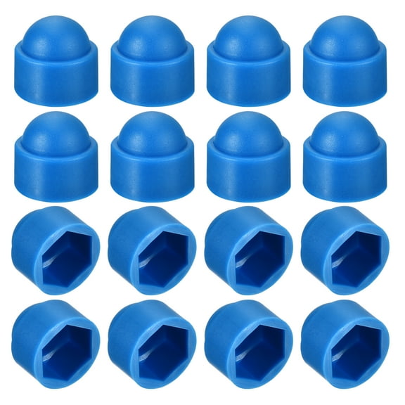 Uxcell 50pack Hex Nut Cover, M12 Blue Plastic Dome Nut Protection Cap Hex Bolt Nut Covers for Hexagon Screws, Bolts