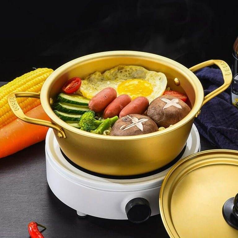 1 Set Hot-pot Pot Double Handle Pot Noodle Cooking Pot Aluminum Wok with  Spoon 