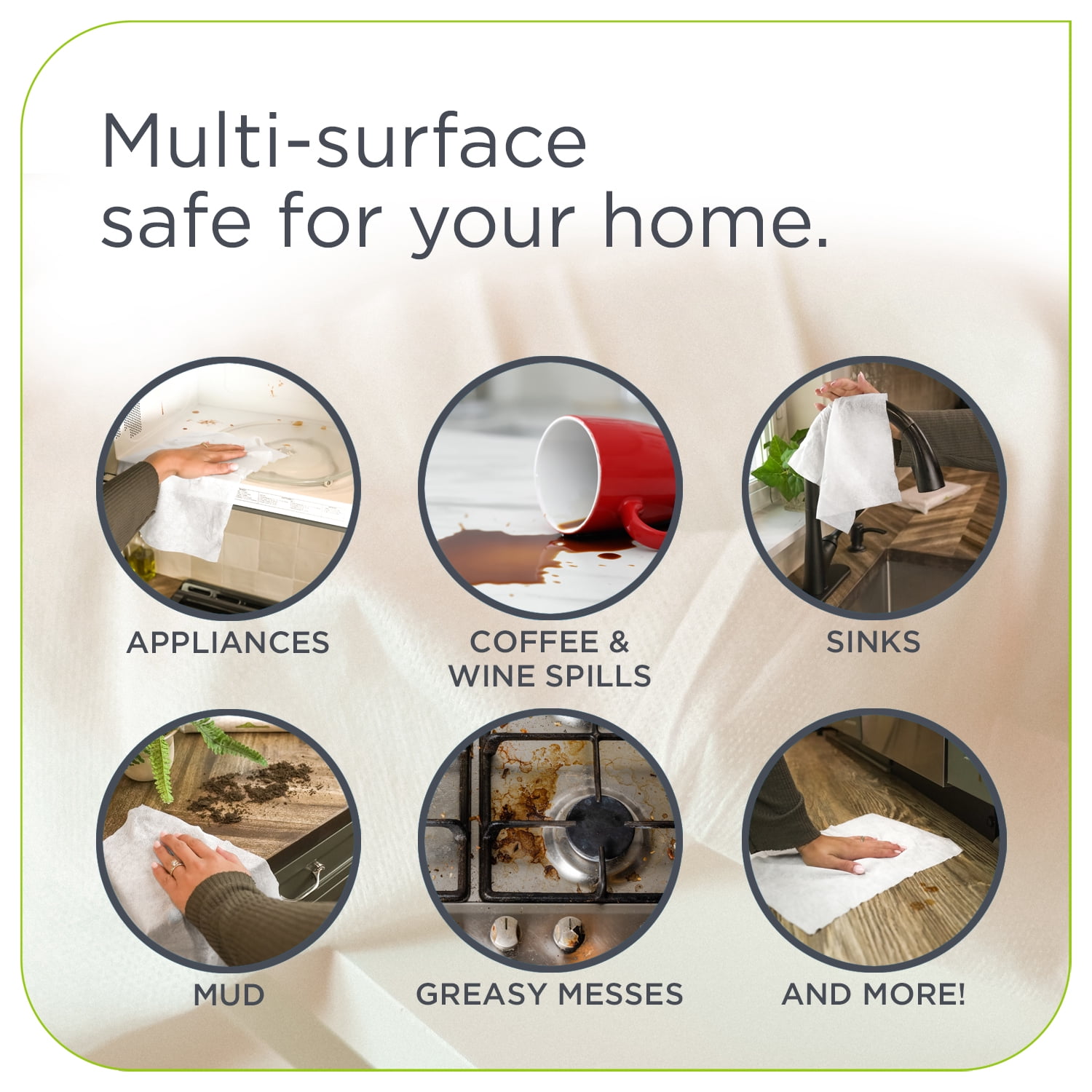 Quikcloth® Tough Messes Plant-Based Cleaning Wipes – Parent Tested & Approved with Plastic-Free, Gentle, Safe for Hands & Home Surfaces