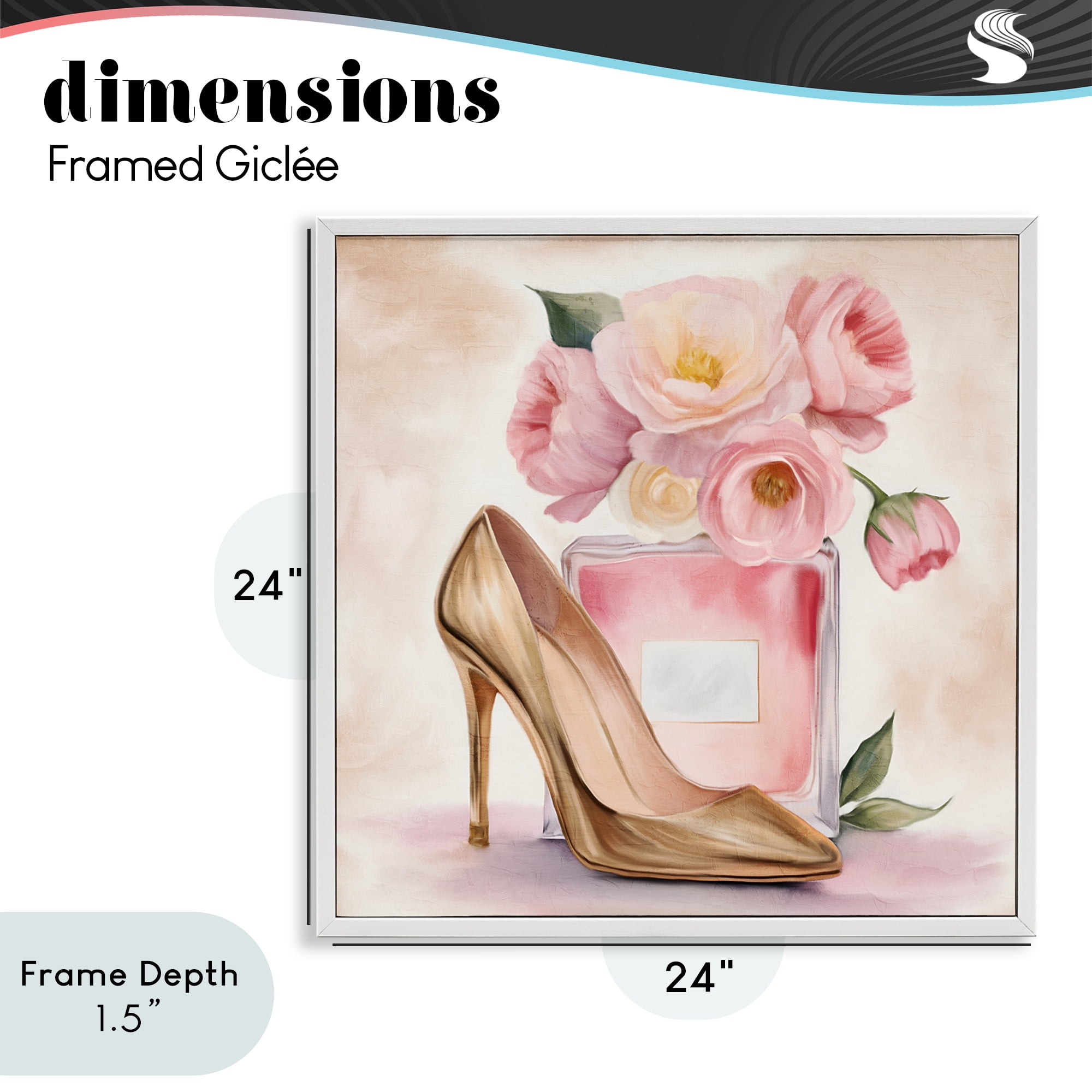 Stupell Industries Pink Beauty Heel & Flowers White Framed Giclee Art, design by Kim Allen