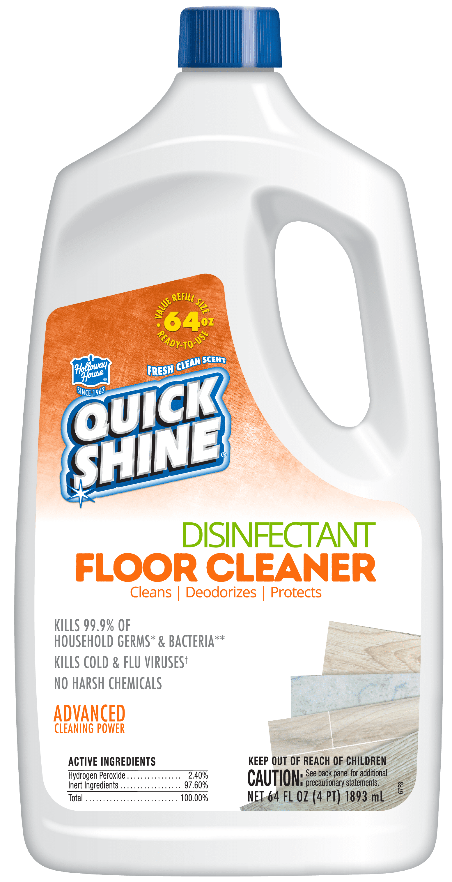 QUICK SHINE Disinfectant Floor Cleaner, 64 Fluid Ounce