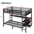 thumbnail image 3 of Full Over Twin Bunk Bed Frame with Charging Station and Desk, Heavy Duty Metal Beds Frame with Shelves and LED Light, Multiple Placement Bedframe for Bedroom, Mattress Not Included, Black, 3 of 9