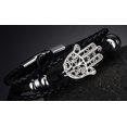 thumbnail image 3 of Genuine Braided Leather Hand of Hamsa Bracelets,8.5 Inch, 3 of 5