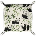 thumbnail image 2 of Women Girls Leather Square Dish Trinket Plate Jewelry Tray for Mothers Day Birthday Gift, Cute Bamboo Panda Pattern, 2 of 6