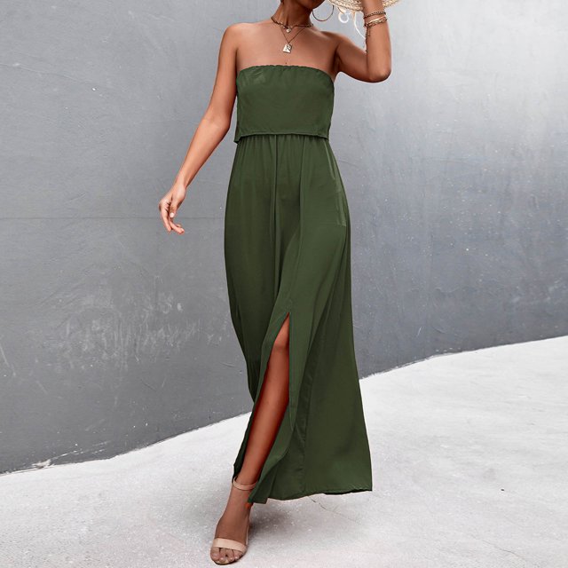 SMihono Robe d'Été pour Femmes Grande Taille Mode Femmes Été Robe Maxi à Épaules Dénudées Boho Décontractée Ample Longue Robe