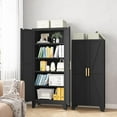 thumbnail image 6 of 71H Tall Metal Storage Cabinet with 2 Doors and 5 Shelves,Farmhouse Storage Cabinet with Barn Doors,Pantry Storage for Home,Office,Bathroom,Dining Room,Kitchen(Black), 6 of 9