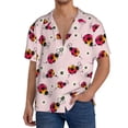 thumbnail image 2 of Picia Ladybugs And Flower Men's Linen Shirts Short Sleeve Cuban Beach Shirts Casual Shirts Button Down Shirt for Men Beach Summer Wedding Shirt-Small, 2 of 7