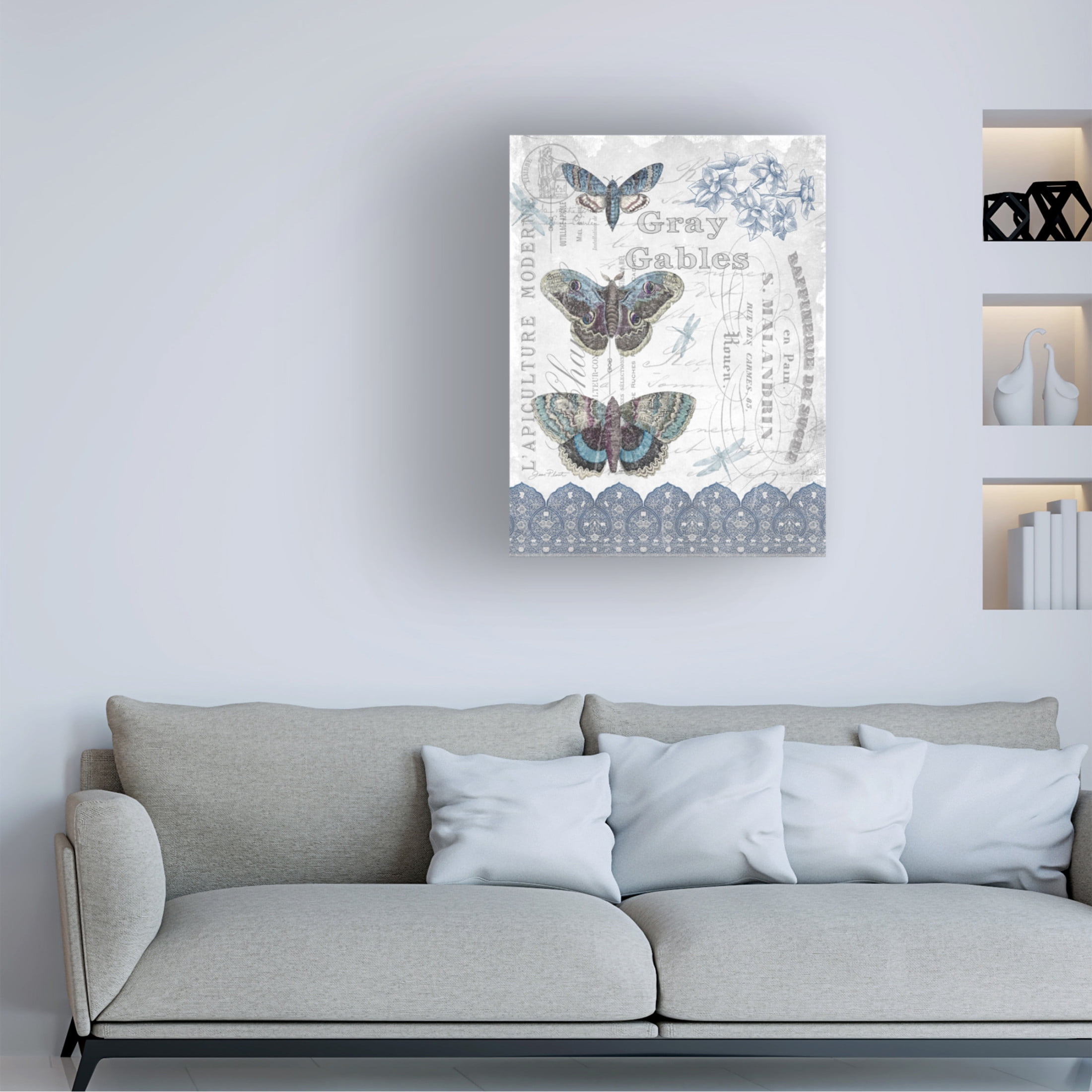 Canvas Wall Art - Jean Plout 'Vintage Moth Collage' Wall Art for Living Room, Bedroom, or Office Décor by Trademark Fine Art - 18 x 24 Inches