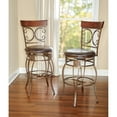 thumbnail image 4 of Linon Bria Big & Tall 30" Mid Back Indoor Metal Bar Stool with Swivel, Dark Bronze/Dark Brown Faux Leather, 4 of 10