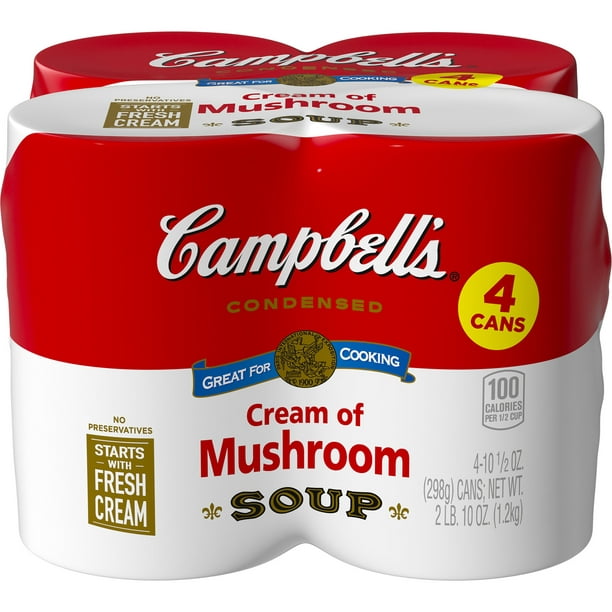 Campbell's Condensed Cream of Mushroom Soup, 10.5 oz. Cans (Pack of 4 ...