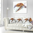 thumbnail image 2 of Designart Brown Sea Turtle Watercolor - Contemporary Animal Throw Pillow - 18x18, 2 of 4