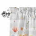 thumbnail image 4 of Botanical Wildflowers Rod Pocket Curtain Valance, Spring Farmhouse Floral Grey Plaid Farmhouse Window Valance for Living Room, Bedroom, Kitchen 60"W x 18"L, 4 of 9