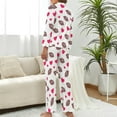 thumbnail image 3 of Top-kevin Womens Pajamas Set Hearts Leopard Lips Pattern Soft Long Sleeve Sleepwear Button Down Sets, 3 of 12