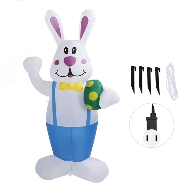 Decoración inflable para patio de conejitos, 6.2 pies con iluminación LED, linda y fácil configuración, decoración exterior para Pascua, Navidad, enchufe estadounidense de 100 a 240 V