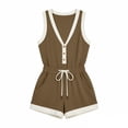 thumbnail image 4 of Womens Comfy Sweatsuit Color Block 2 Piece Sleeveless Tank Tops and Elastic Waist Shorts with Pockets Summer Tracksuit Outfits Khaki XL, 4 of 9