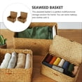 thumbnail image 3 of LEEYNEER 2pcs Seagrass Storage Baskets with Lids Rectangular Rattan Baskets Woven Wicker Storage Bins Wooden Picnic Basket Laundry Hamper Container, 3 of 11