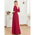 thumbnail image 3 of Wedding Dress Wedding Guest Dresses for Women Party Dress Women's Evening Dress Flared Sleeve Chiffon A-line Dress V-neck Wine Bridesmaid Dress, 3 of 6