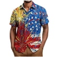 thumbnail image 2 of Jinhomg Mens Hawaiian Beach Shirt Big And Tall Comfy Short Sleeve Button Down Shirts 2025 Novelty Red White And Blue American Flag Tops Casual Summer Vacation Wear Yellow XXXXL, 2 of 5