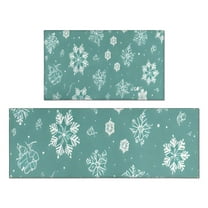 Turquoise Christmas Snowflake Pattern Kitchen Rugs Sets Of 2,Anti Fatigue Kitchen Mat Rugs Non Slip Washable,Decorative Kitchen Floor Mats for Kitchen,Sink,Laundry,17"x30" 17"x47"