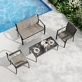 thumbnail image 4 of Ensemble de Mobilier de Patio 4 Pcs, Ensemble de Conversation Extérieur avec Causeuse, 2 Chaises Simples et Table Basse, Ensemble de Patio Moderne en Métal avec Sièges en Textilène Respirant pour Véranda, Cour Arrière, Balcon, 4 of 8