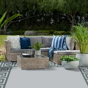 Auto Drive 9 x 12 Reversible Grey Greek Key RV Outdoor Patio Mat, Perfect for RV Patios and Garden Patios, Polypropylene