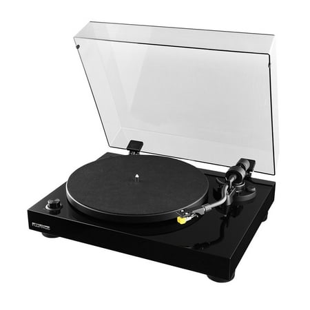 Belt Drive Analog Turntable Fluance RT80 High Fidelity Vinyl Turntable Record Player with Premium Cartridge, Diamond Stylus, Belt Drive, Built-in Preamp, Adjustable Counterweight & Anti-Skating, Glossy Black Wood Cabinet ()