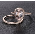 thumbnail image 2 of 1.50 Carat Pear Cut Real Morganite And Diamond Moissanite Halo Bridal Set 925 Sterling Silver 18K Rose Gold Plating, Gift For Her, Promise Ring, Anniversary Ring, 2 of 4