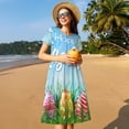 thumbnail image 4 of Vsdgher Happy Easter for Womens Summer 2025 Casual Midi Maxi Dresses Lightweight Short Sleeve Round Neck Beach Dress -X-Large, 4 of 7