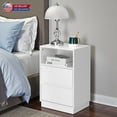 thumbnail image 2 of Hassch Two-Drawer Nightstand with Shelf, Modern White Bedside Table, Handleless Design, Space-Saving Storage Solution (15.75"L x 11.81"W x 23.62"H), 2 of 9