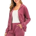 thumbnail image 5 of Plus Size Velour Sweatsuits for Women Hoodies Sweatshirt & Pants Activewear Tracksuit Set Long Sleeve Velour Sweatsuit Hoodie & Pants Velour Sport Suits Sets, 5 of 8
