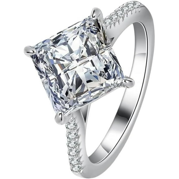 3 Carat Moissanite Rings for Women D Color VVS1 Clarity S925 Sterling Silver Diamond Rings Women's Moissanite Engagement Rings Lab Grown Diamond Wedding Rings with Certificate