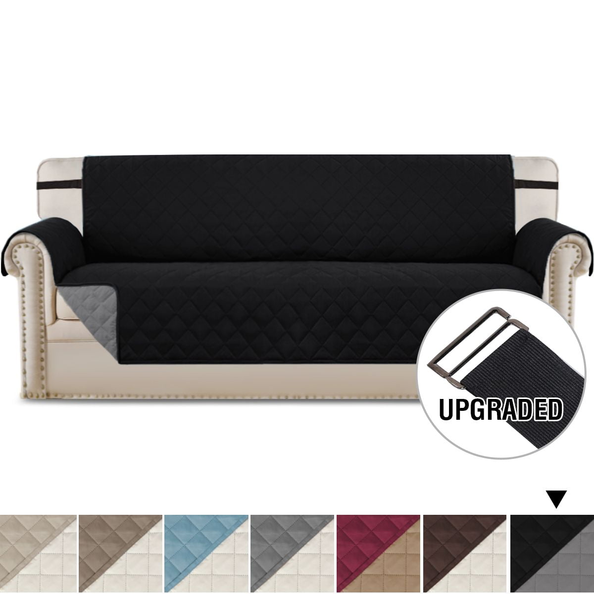 PrimeBeau Reversible Sofa Slipcover Quilted Furniture Protector with 2