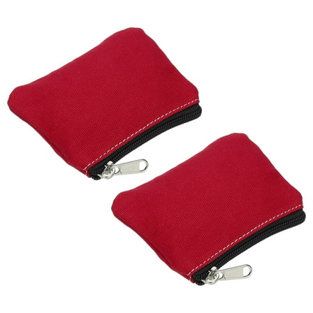 3.5" x 4.7" Coin Purse Pouch, 2 Pack Change Purses Small Organizer Bags with Zipper Canvas for Home, Red