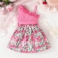 thumbnail image 5 of PINQI Pageant Little Girls Dresses Toddler Kids Baby Girls Summer Casual Sleeveless Sloping Shoulder Floral Bow A Line Dress Party Princess Dress, 5 of 7