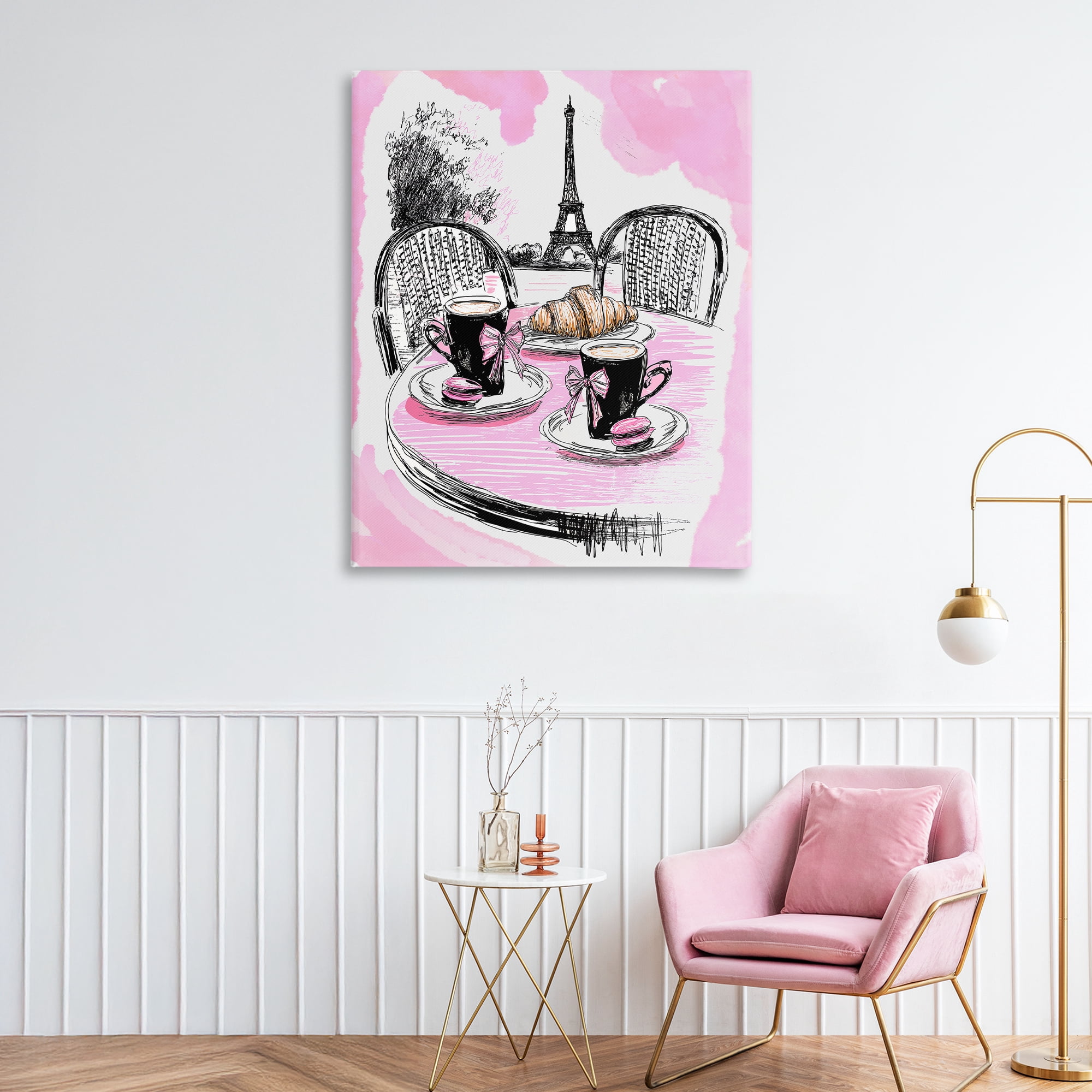 Stupell Industries Pink Parisian Cafe Breakfast Canvas Wall Art, design by Jess Stempel