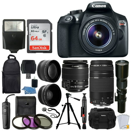 Canon EOS Rebel T6 DSLR Camera + 18-55mm, 75-300mm & 500mm Value