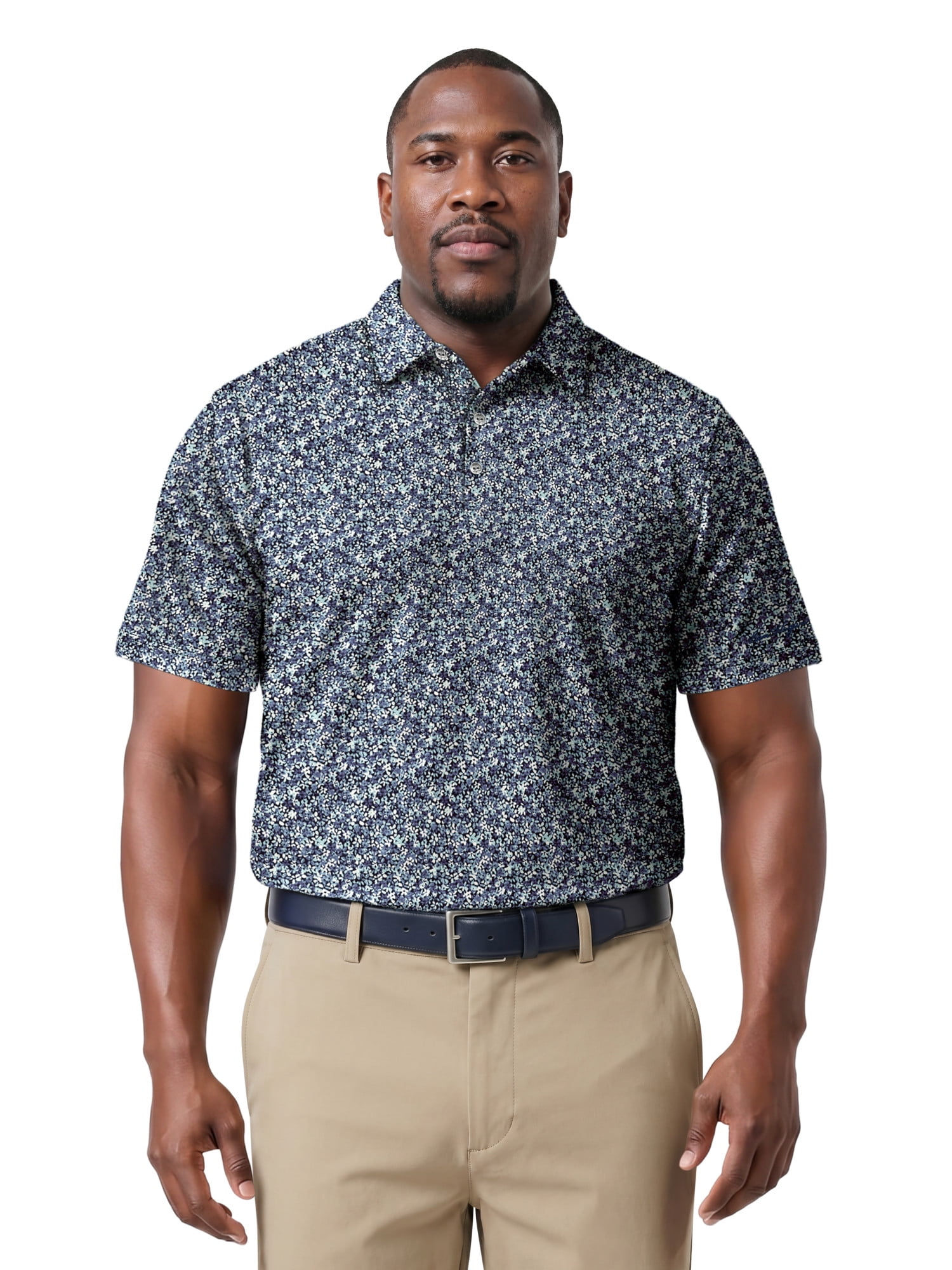 Ben Hogan Performance Men's & Big Men's Micro Floral Print Short Sleeve Polo Shirt, up to 5XB