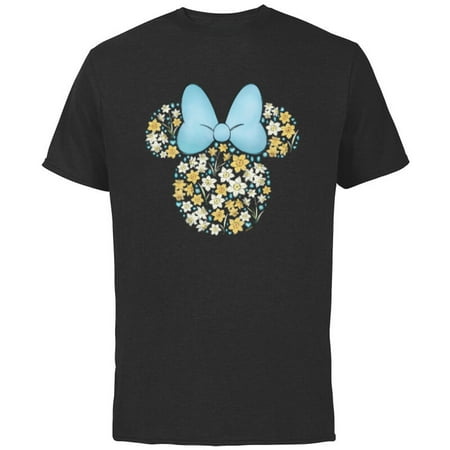 Disney Minnie Mouse March Birth Month Birthstone & Flowers - Short Sleeve Cotton T-Shirt for Adults - Customized-Black